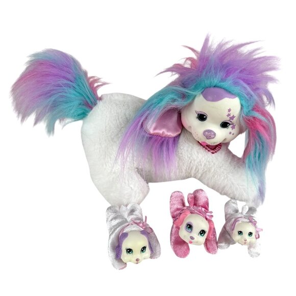 2018 Puppy Surprise Penny Rainbow Plush Glitter Dog With 3 Pink & White Puppies - Picture 1 of 12